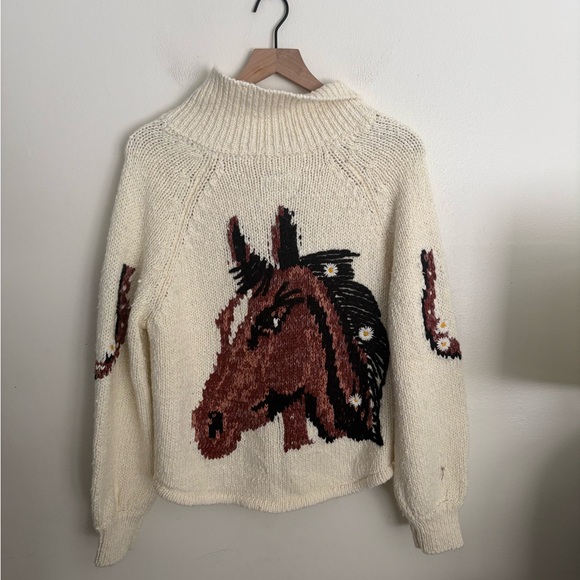 Pilcro Sweaters - Anthropologie Pilcro Western Horse Sweater Button Cardigan Cream Women’s Small